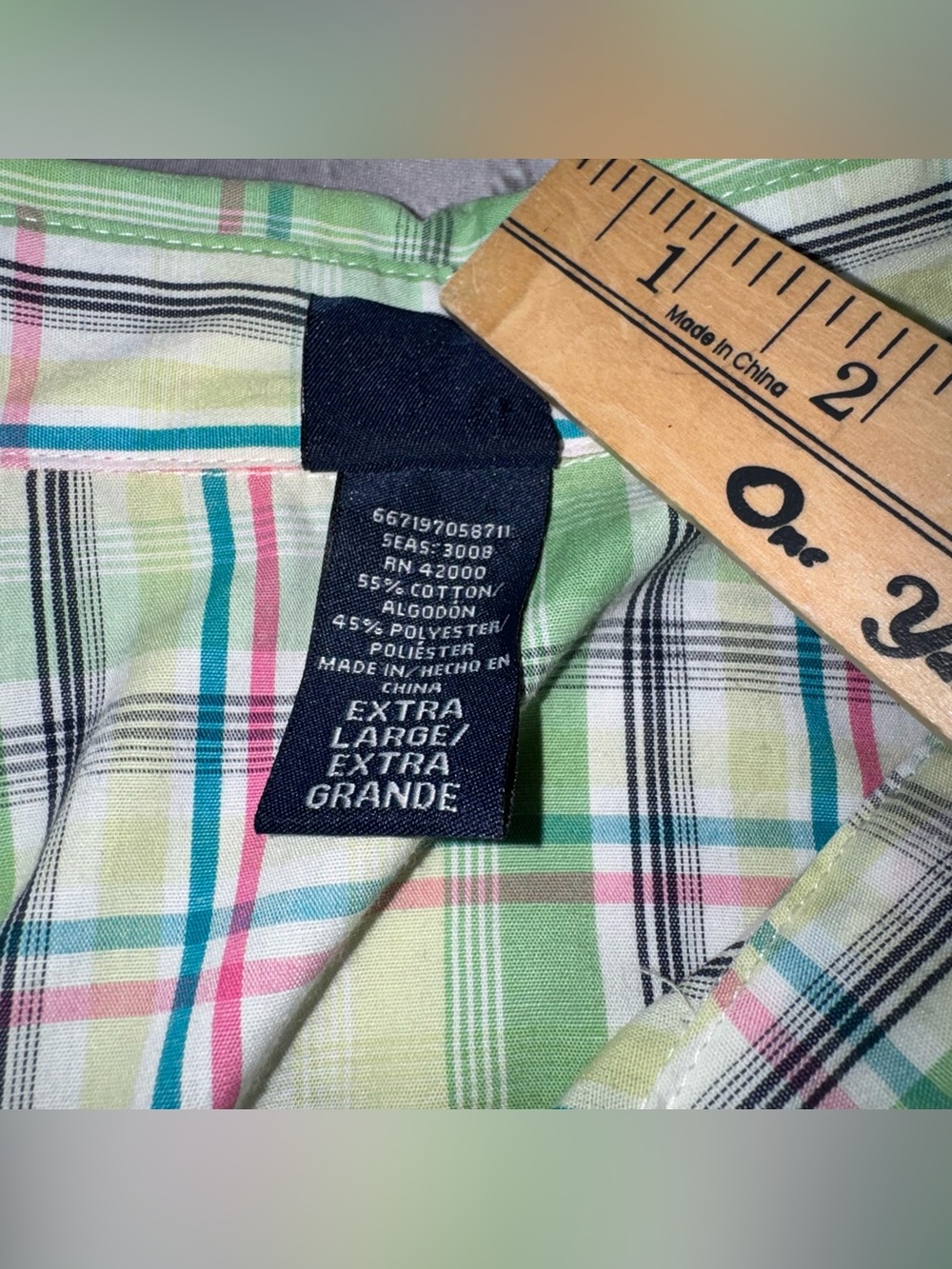 Basic Editions 00s Sleeveless Plaid Button-Front Top Light Green Plaid Size XL - Picture 9 of 9